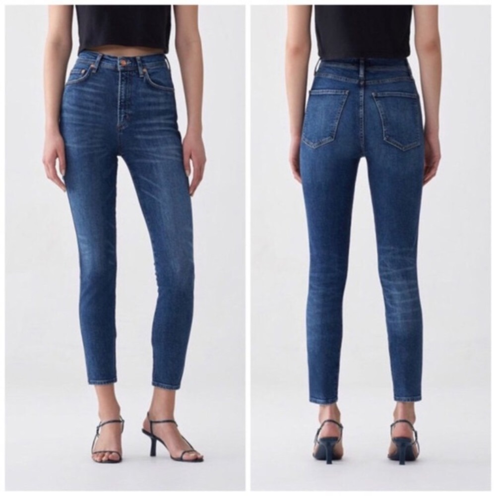 AgoldE Roxanne super high rise skinny jeans raw